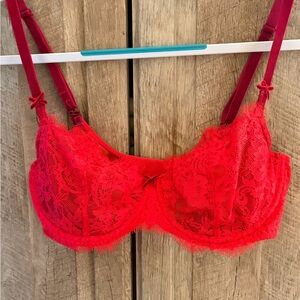Victoria's Secret 36 D Dream Angels Push Up Red Lace Underwire Bra